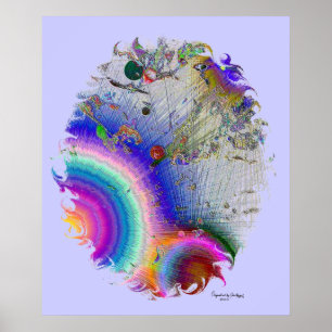 Enamel Sunburst Oval Frame, Art Signature Poster