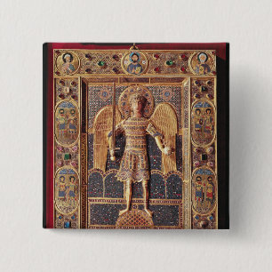 Enamelled plaque depicting the Archangel Michael 15 Cm Square Badge