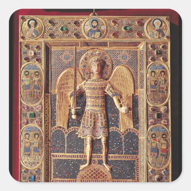 Enamelled plaque depicting the Archangel Michael Square Sticker (Front)