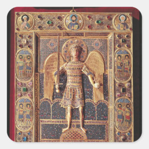 Enamelled plaque depicting the Archangel Michael Square Sticker
