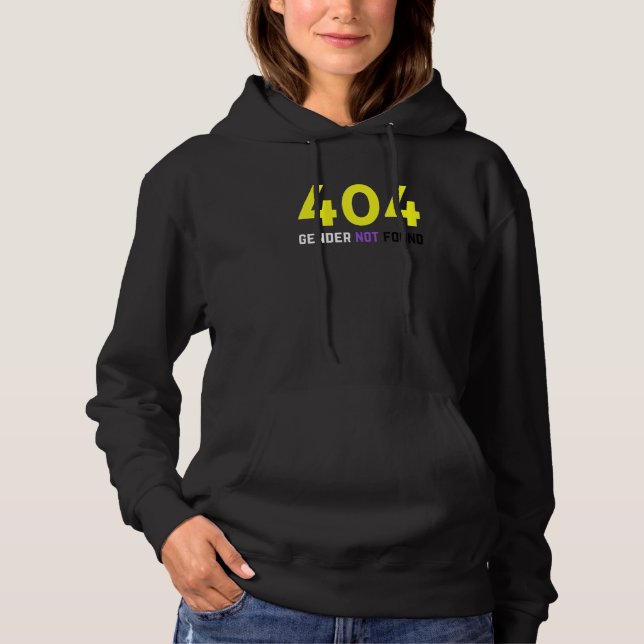 Enby 404 Gender Not Found Non binary Pride Nonbina Hoodie (Front)