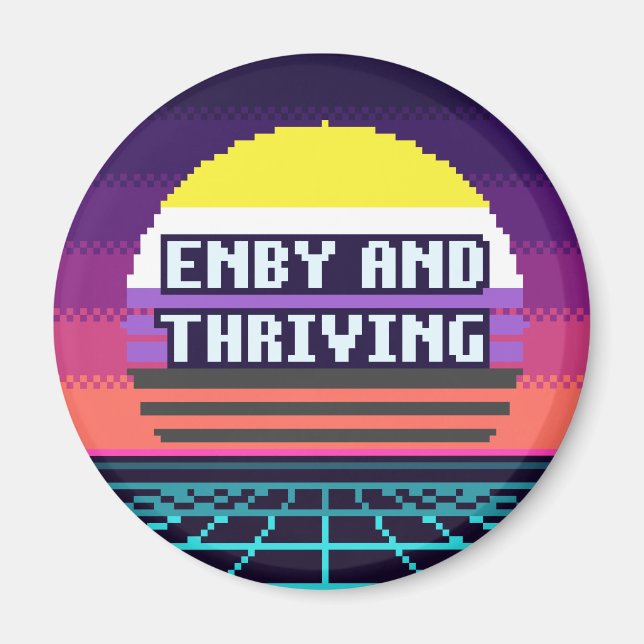 Enby And Thriving Nonbinary Pride Pixel Magnet (Front)