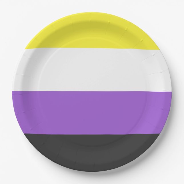 Enby (Non-binary Pride) Flag Paper Plate (Front)