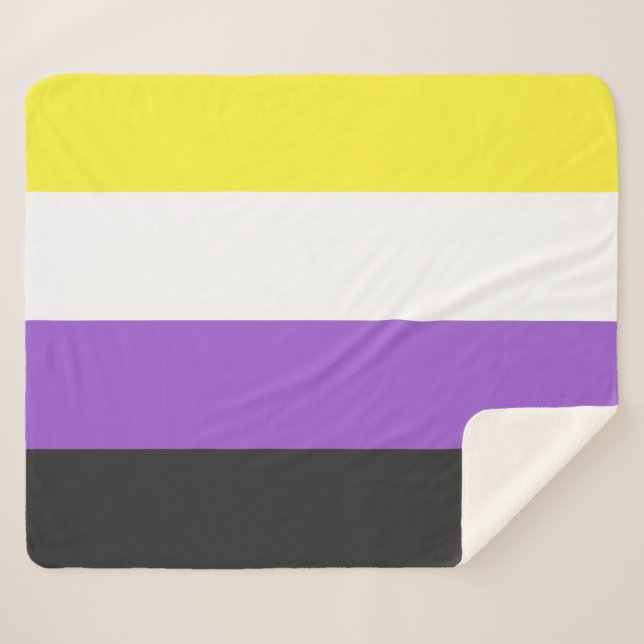 Enby (Non-binary Pride) Flag Sherpa Blanket (Front (Horizontal))