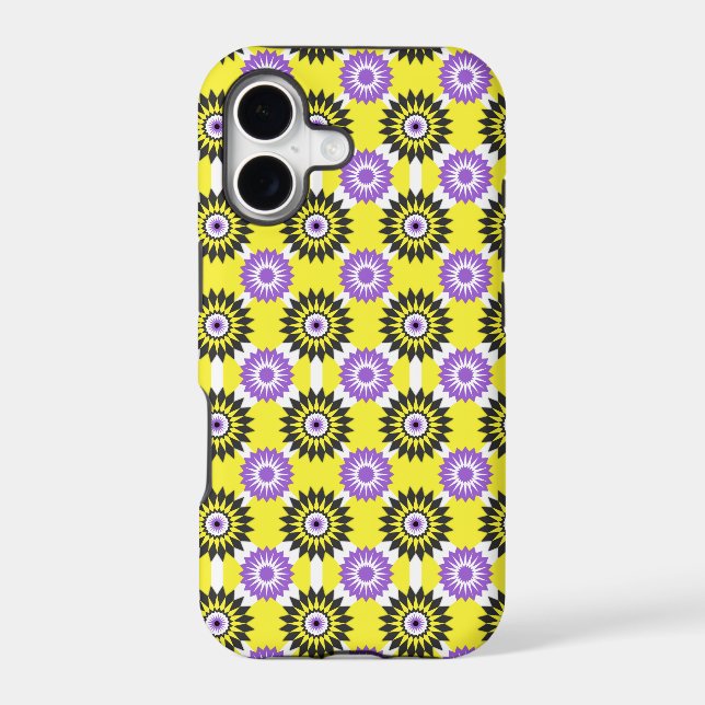 Enby pride colors / yellow mirror flower pattern C (Back)