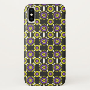 Enby pride colours / black mirror flower pattern   iPhone x case