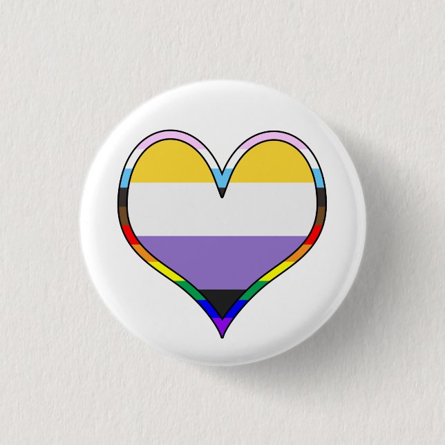 Enby Pride Heart 3 Cm Round Badge (Front)