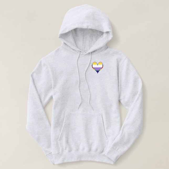 Enby Pride Heart Hoodie (Design Front)