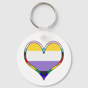 Enby Pride Heart Key Ring