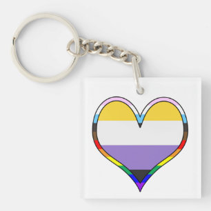 Enby Pride Heart Keychain