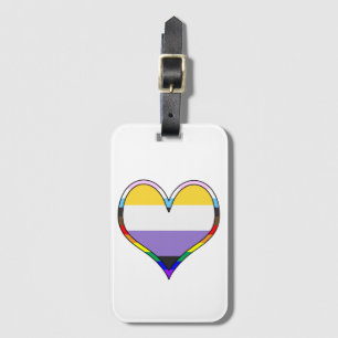 Enby Pride Heart Luggage Tag