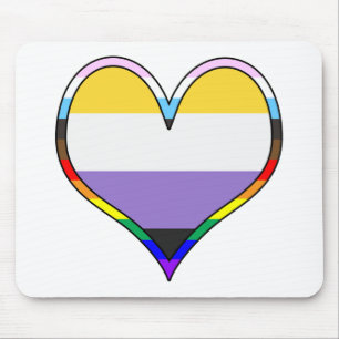 Enby Pride Heart Mouse Mat