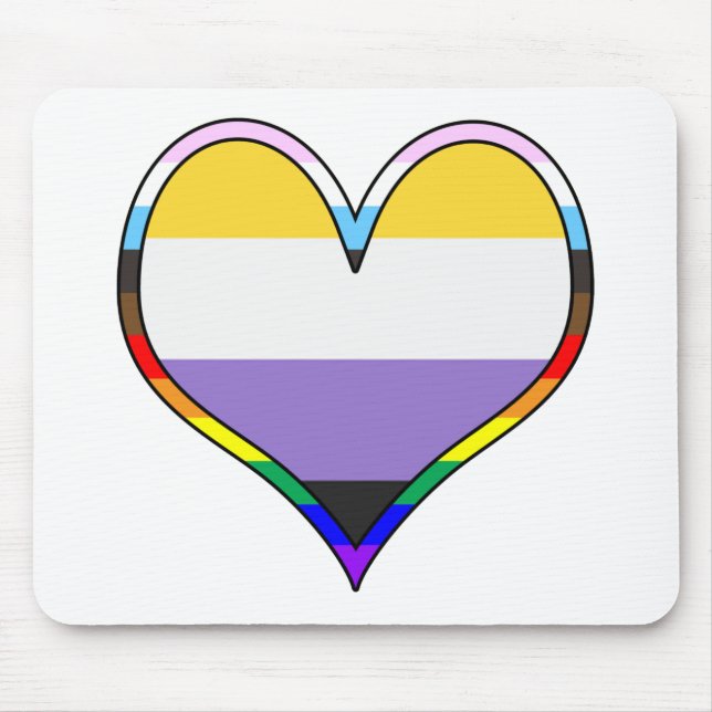 Enby Pride Heart Mouse Mat (Front)