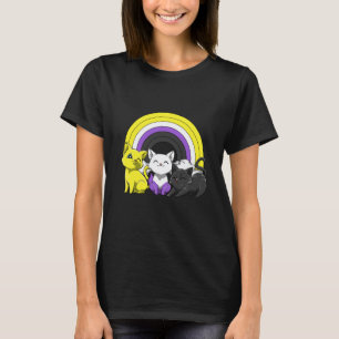 enby Pride Rainbow LGBTQ Nonbinary Cats T-Shirt
