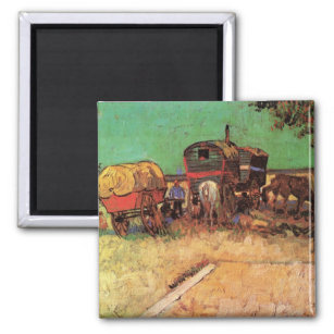 Encampment of Gypsies Caravans by Vincent van Gogh Magnet