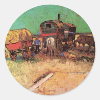 Encampment of Gypsies with Caravans by van Gogh Classic Round Sticker