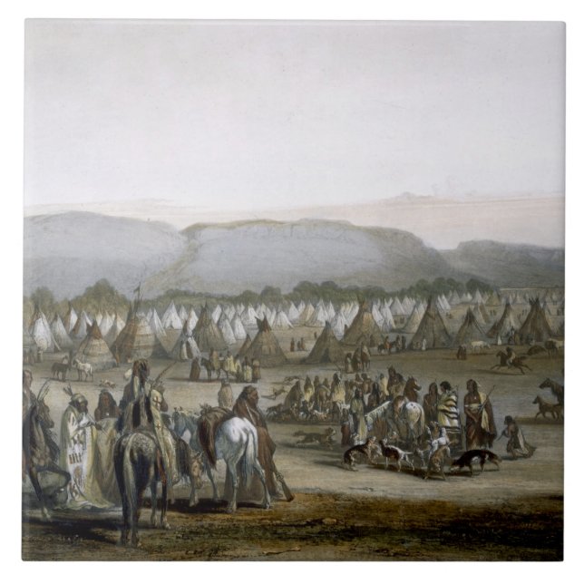 Encampment of the Piekann Indians, plate 43 from V Tile (Front)