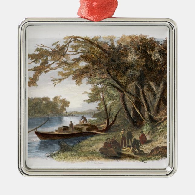 Encampment of the Travellers on the Missouri, plat Metal Tree Decoration (Front)