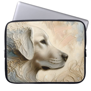 Encaustic Paint Portait of a Golden Retriever Laptop Sleeve