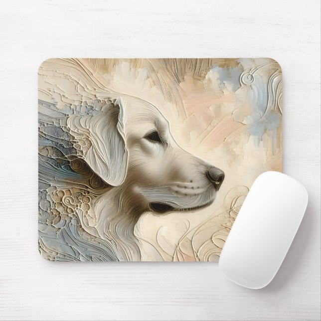 Encaustic Paint Portait of a Golden Retriever Mouse Mat (With Mouse)