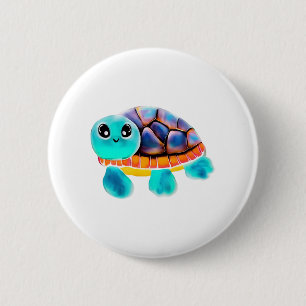 Encaustic painting turtle Copy 6 Cm Round Badge