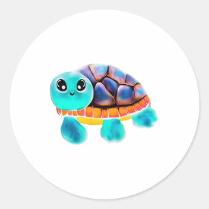 Encaustic painting turtle Copy Classic Round Sticker