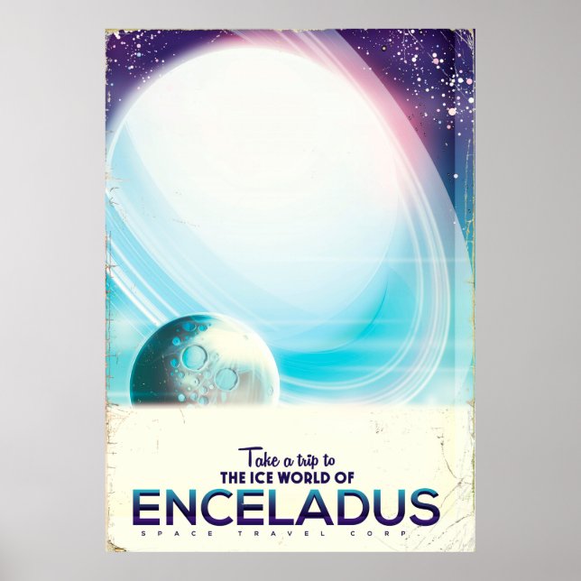 Enceladus Space travel vintage poster (Front)