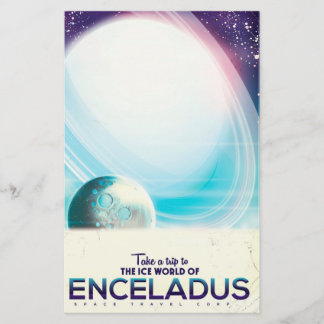 Enceladus Space travel vintage poster Stationery