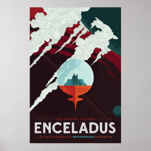 Enceladus Vintage Space Travel Poster