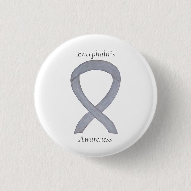 Encephalitis Silver Awareness Ribbon Custom Pin (Front)