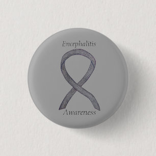 Encephalitis Silver Awareness Ribbon Custom Pin
