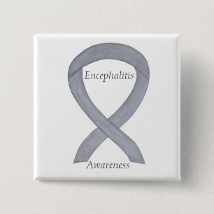 Encephalitis Silver Awareness Ribbon Custom Pin