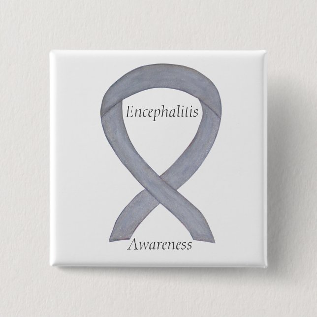 Encephalitis Silver Awareness Ribbon Custom Pin (Front)