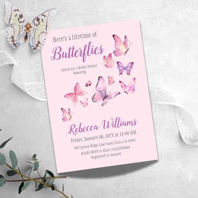 Enchant Lifetime of Butterfly Purple Bridal Shower Invitation (Creator Uploaded)