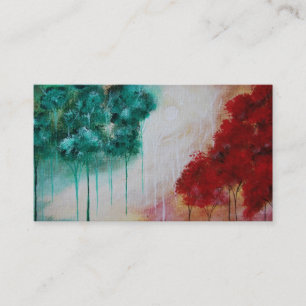 Enchanted Abstract Art Landscape Skinny Trees Business Card