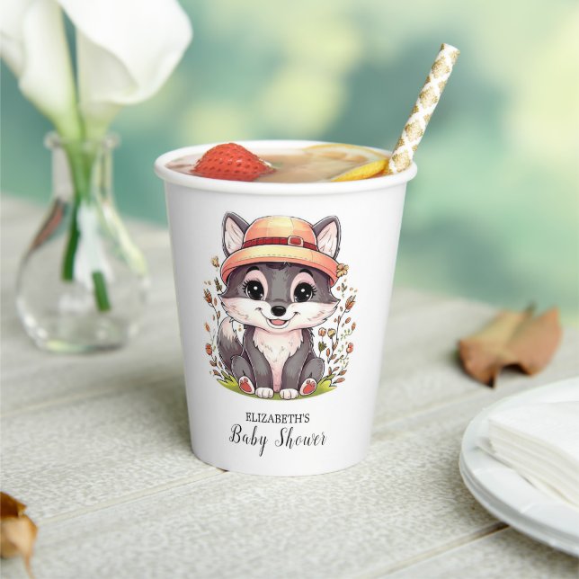 Enchanted Adorable Wolf Baby Shower Paper Cups (Insitu)