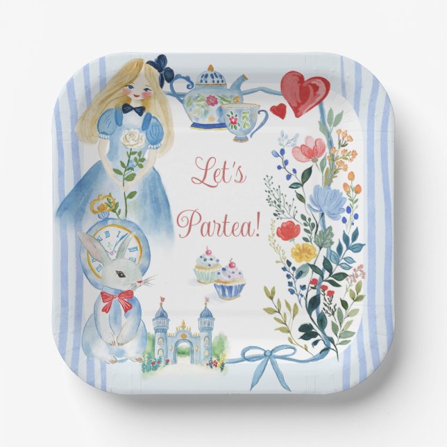 Enchanted Alice in Wonderland Garden Paper Napkin Paper Plate (Front)