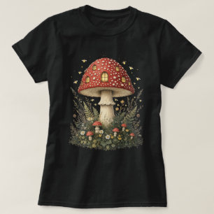 Enchanted Amanita Mushroom House Art T-Shirt