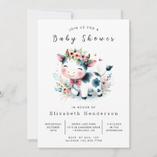 Enchanted Animal Classic Cow Baby Shower  Invitation