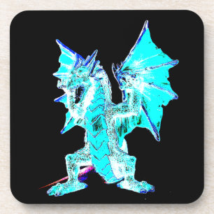 Enchanted Aqua Blaze Serpent Myth Inspired Art Coaster