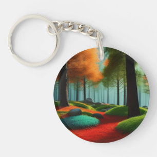 Enchanted Arboreal Palette: A Captivating Forest Key Ring
