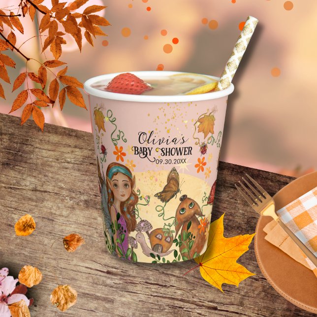  Enchanted Autumn Fairy Baby Shower Custom Paper Cups (Enchanted Autumn Fairy Baby Shower Custom Paper Cups)