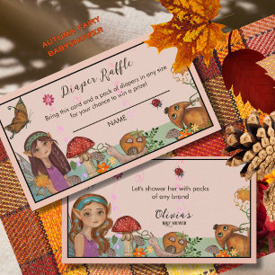 Enchanted Autumn Fairy Baby Shower Diaper Raffle Enclosure Card