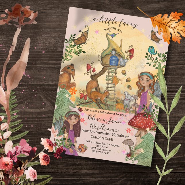 Enchanted Autumn Fairy Baby Shower Invitation (Enchanted Autumn Fairy Baby Shower Invitation 1)