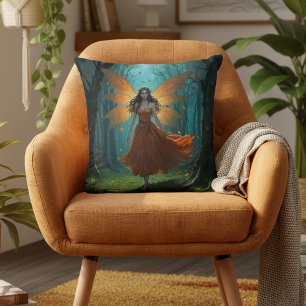 Enchanted Autumn Fairy Thanksgiving Fantasy Art Cushion
