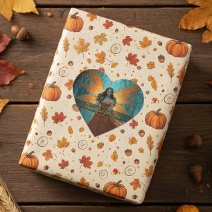 Enchanted Autumn Fairy Thanksgiving Fantasy Art Heart Sticker