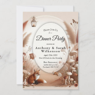 Enchanted Autumn Forest Foxes Dinner Party Invitation