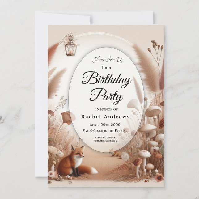 Enchanted Autumn Forest Foxes Invitation (Front)