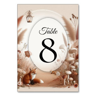 Enchanted Autumn Forest Foxes Table Number