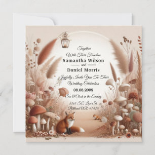 Enchanted Autumn Forest Foxes Wedding Invitation